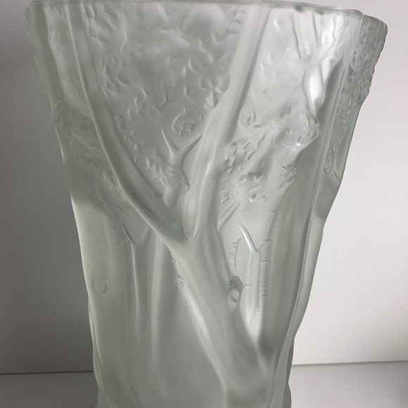 Vtg. Barolac Czech Josef Inwald Heavy Crystal Frosted Glass Forrest Vase 10" HTF - Picture 4 of 14